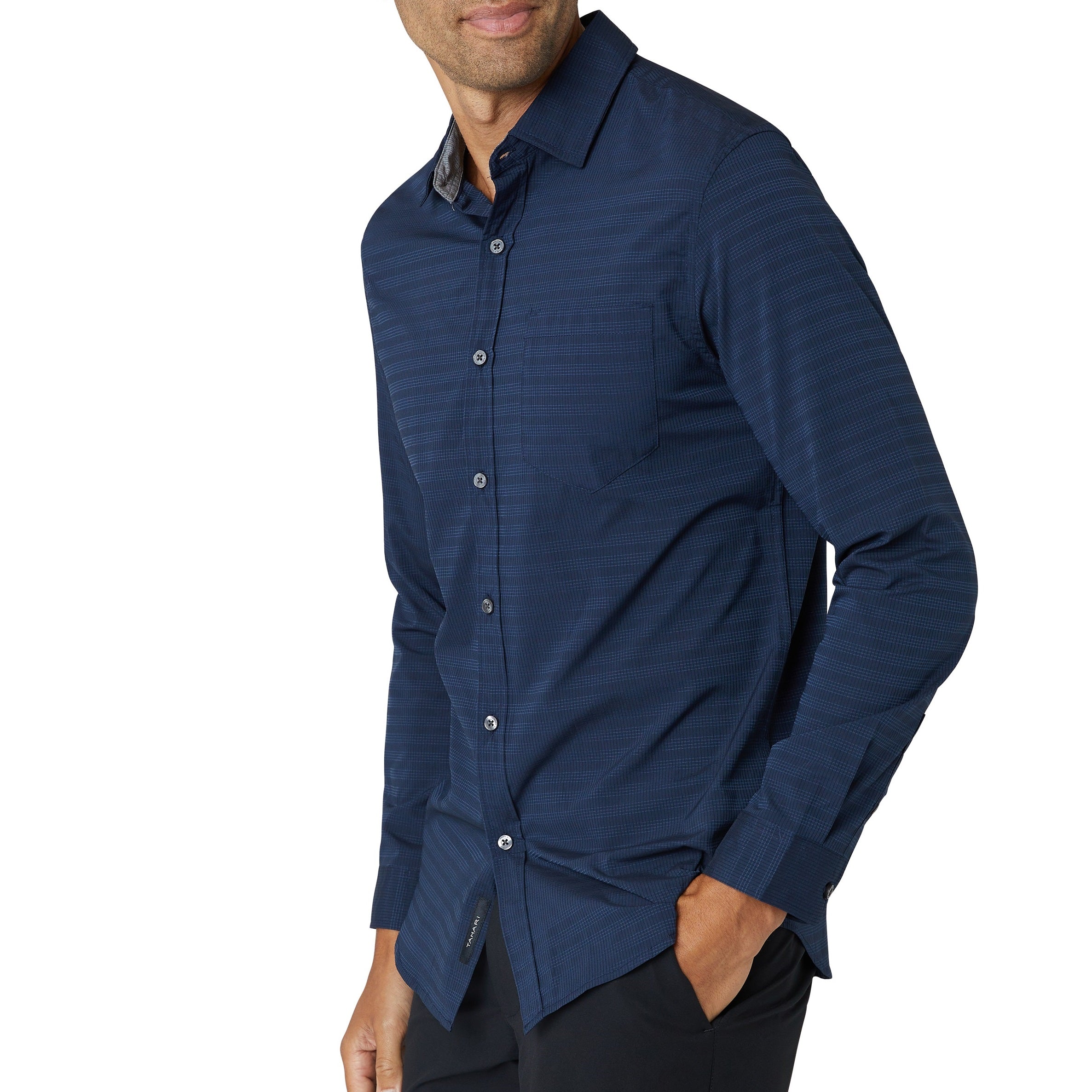 Long Sleeve Stripe Text Performance Woven - Image 3