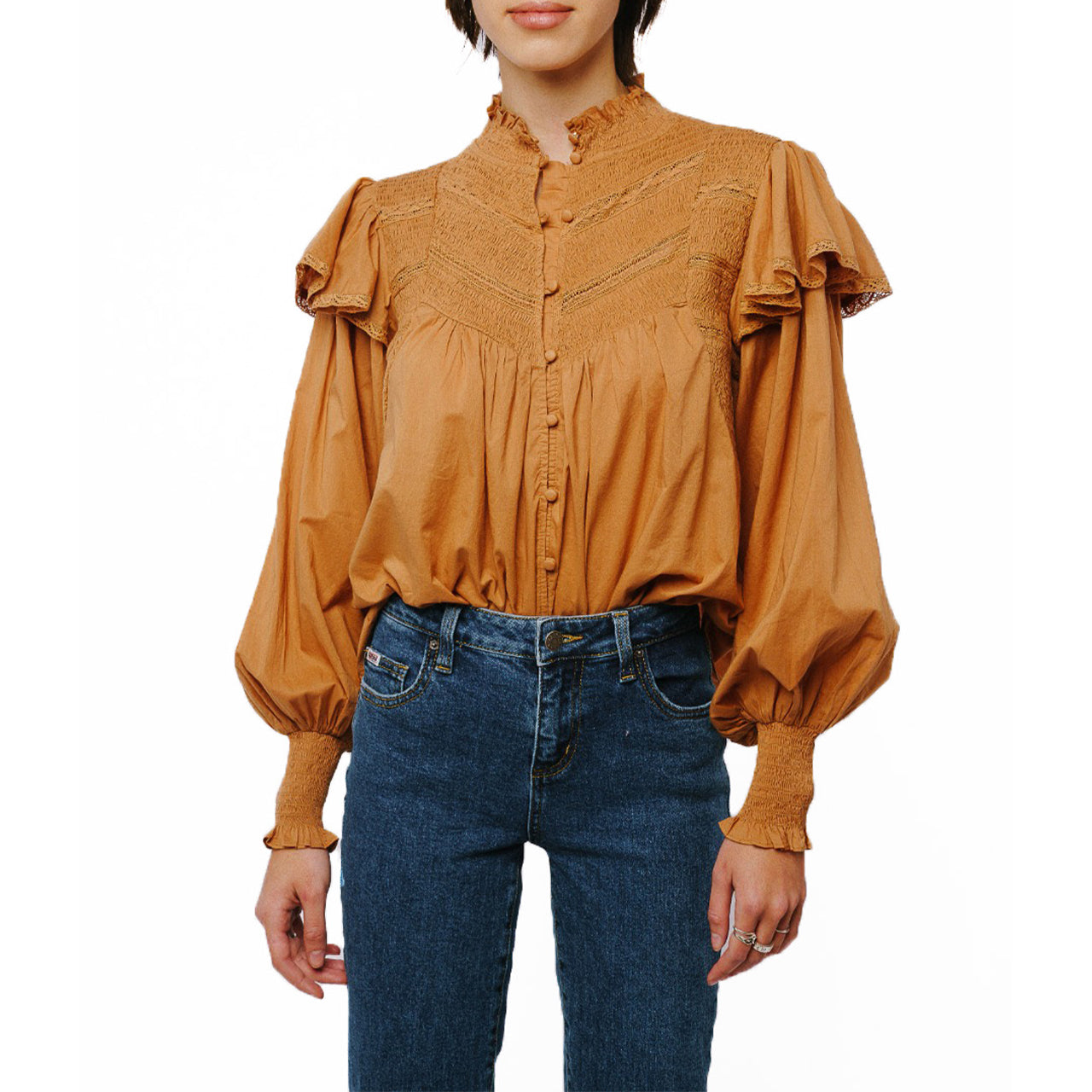 Mabel Smock Detail Long Sleeve Top - Image 2