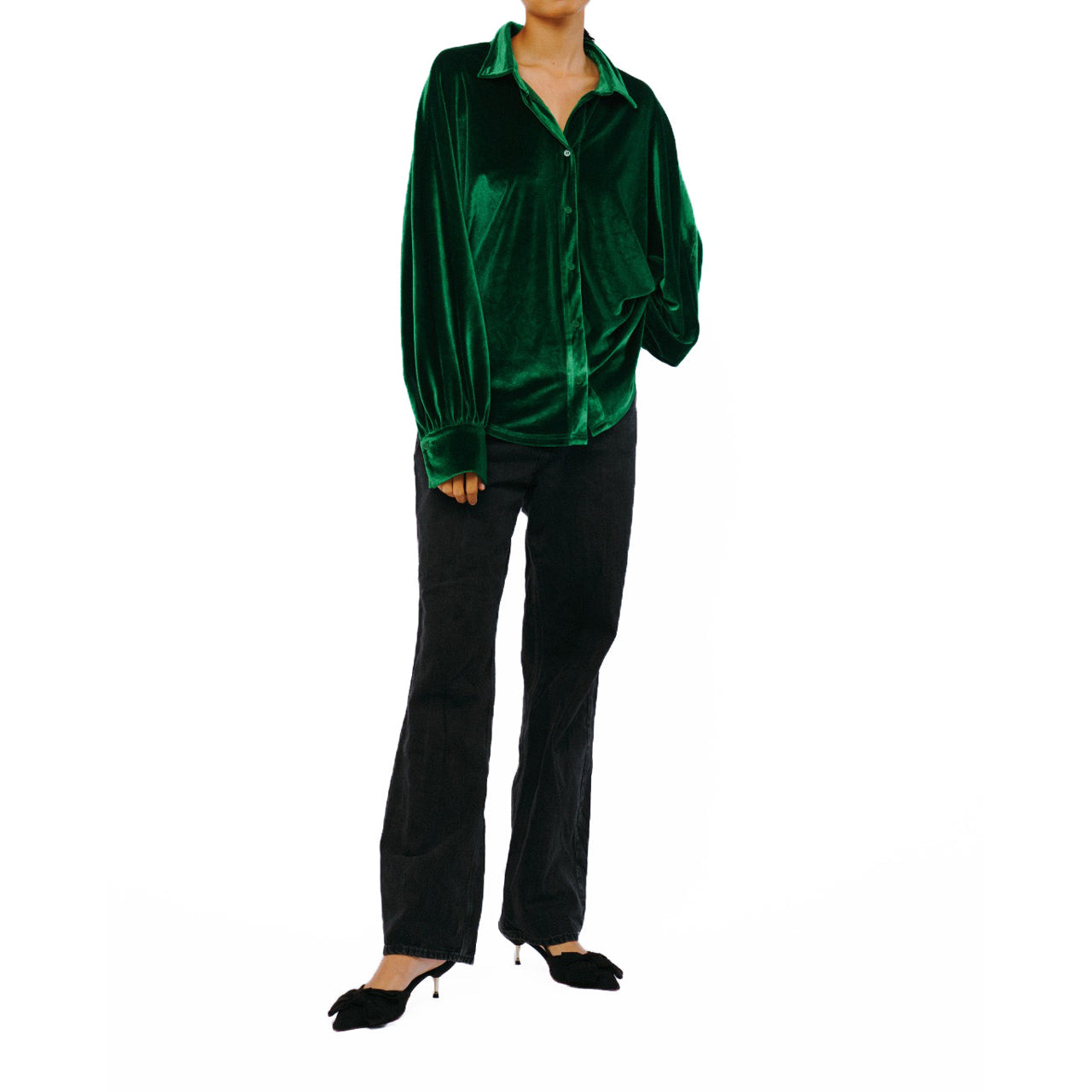 Amira Oversized Button Down Velvet Top - Image 4