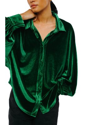 Amira Oversized Button Down Velvet Top
