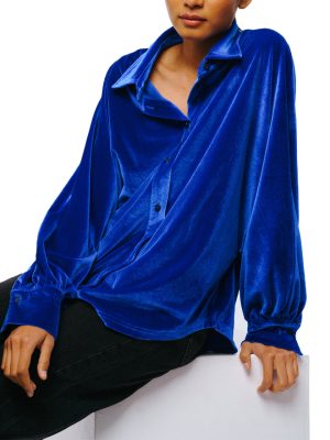 Amira Oversized Button Down Velvet Top
