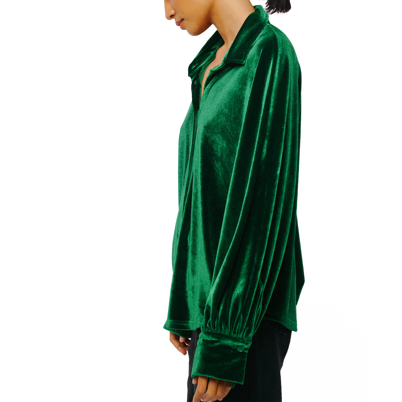 Amira Oversized Button Down Velvet Top - Image 3