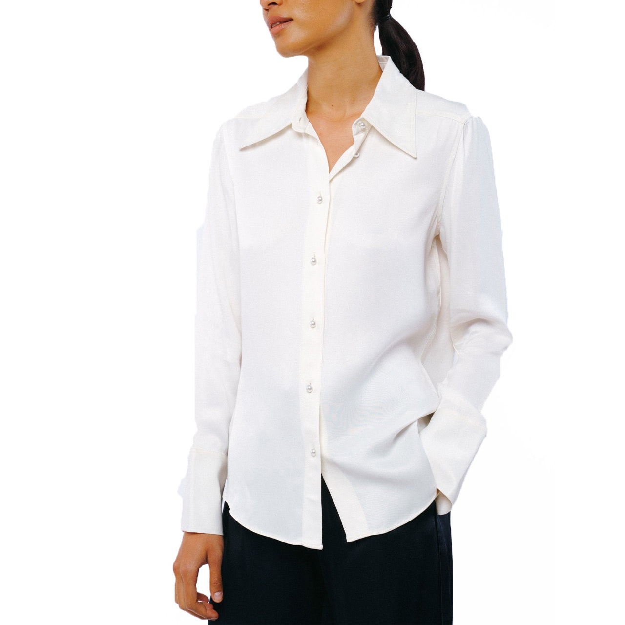 Jacque Collared Button Down Satin Top - Image 3