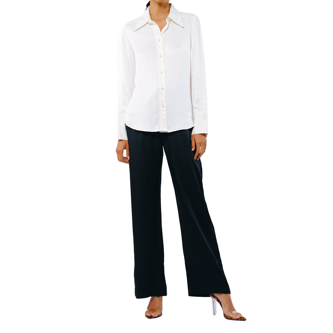 Jacque Collared Button Down Satin Top - Image 4