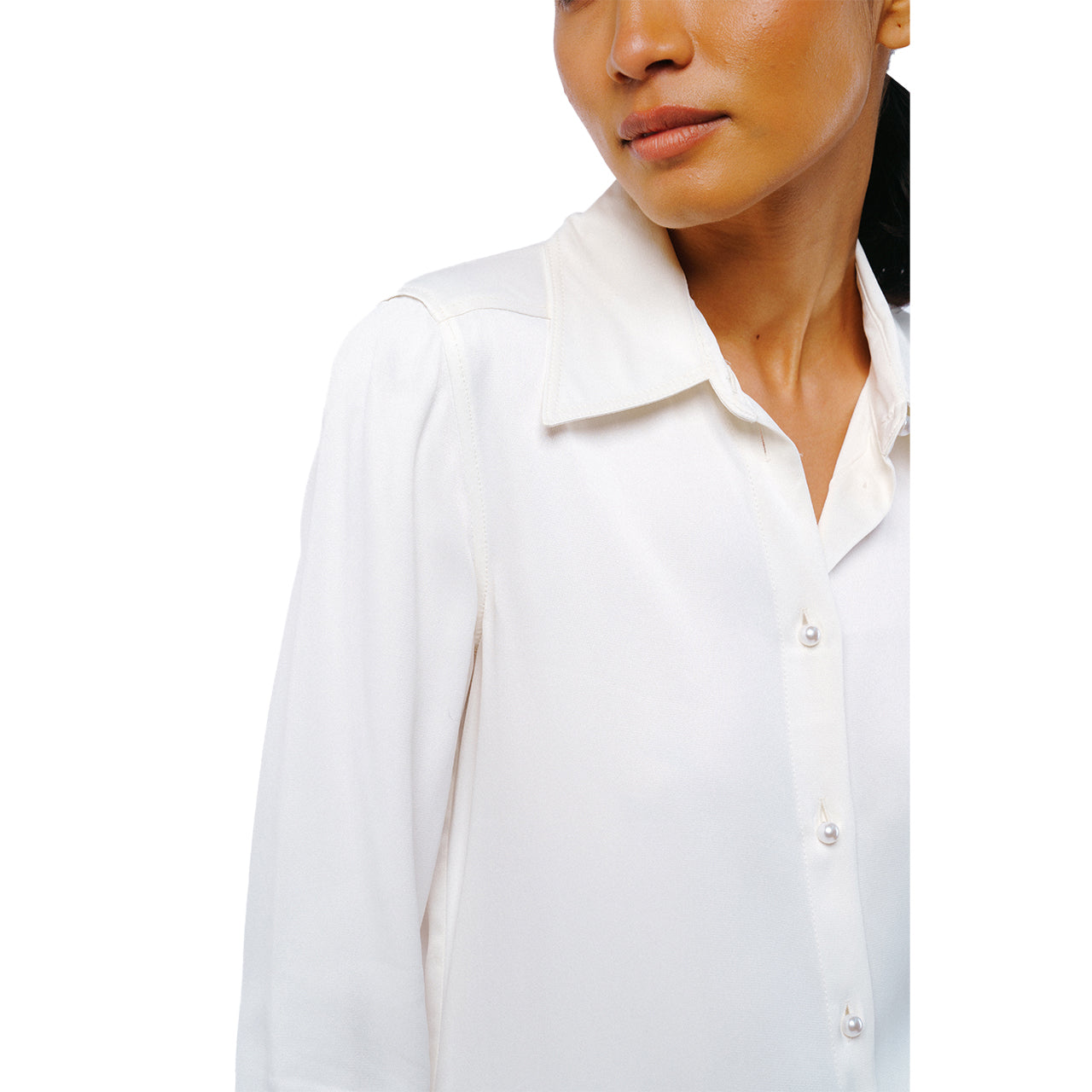 Jacque Collared Button Down Satin Top - Image 3