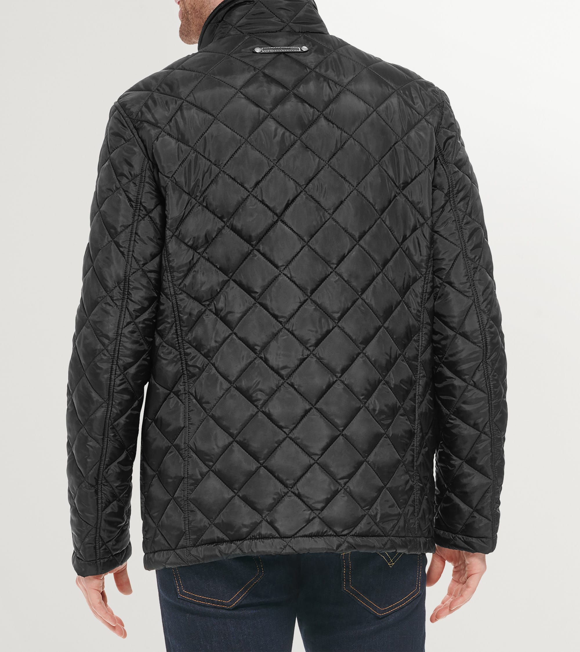 Mens Quilted Barn Coat Black - Image 2