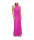 Sleeves High Neck Gown With Drape Front Berry - Image 6
