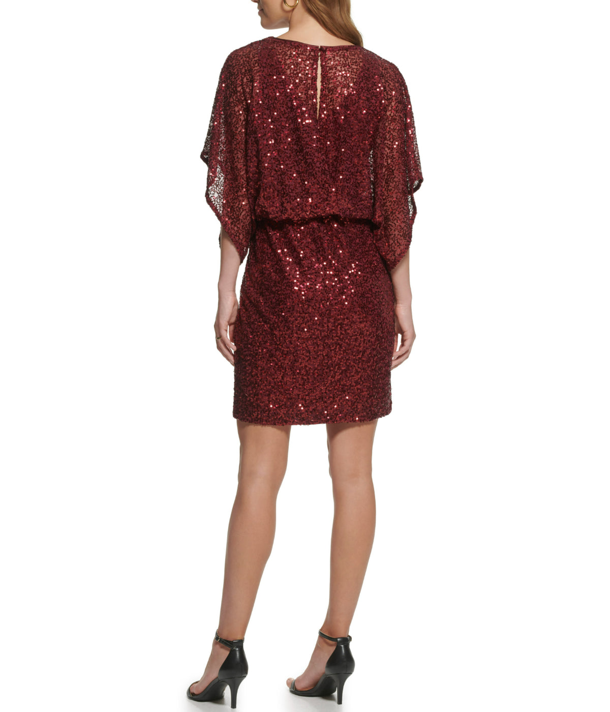 1Pc Dolman Sleeve Blouson Sheath Dress Ruby - Image 2