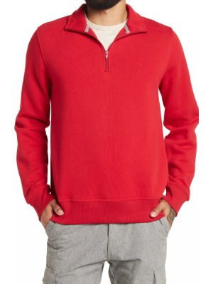 Quarter Zip Luxe Fleece Pullover Deep Red