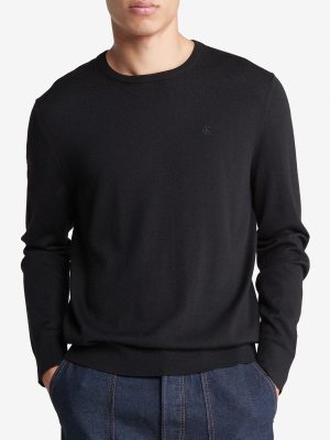 Long Sleeve Solid Extrafine Merino Crew 14Gg Black