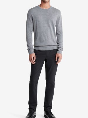 Long Sleeve Solid Extrafine Merino Crew 14Gg Gray