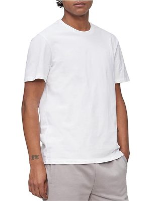 Short Sleeves Smooth Cotton Solid Crewneck Tee