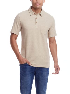 Weatherproof Vintage Men's Waffle Polo Shirt