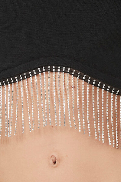 Rhinestone-Fringe Crop Top - Image 5