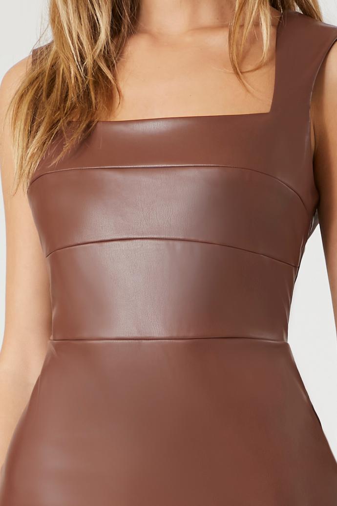 Faux Leather Sleeveless Midi Dress - Image 10