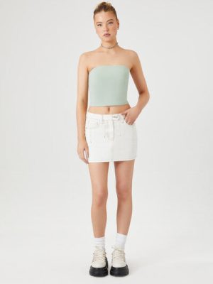 Seamed Denim Mini Skirt