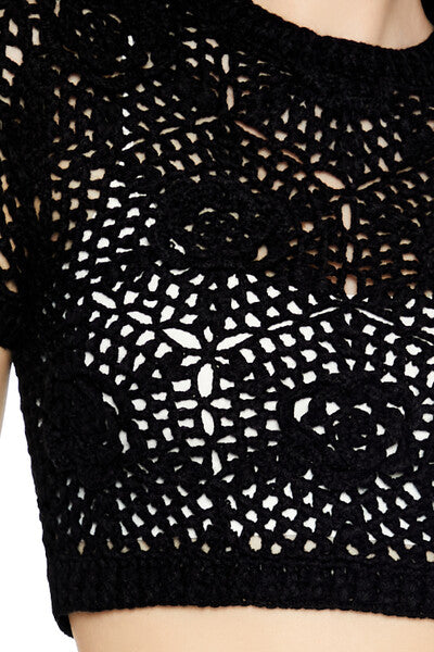 Sweater-Knit Crochet Crop Top - Image 3