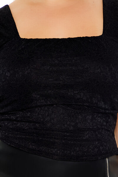 Plus Size Lace-Up Lace Top - Image 3