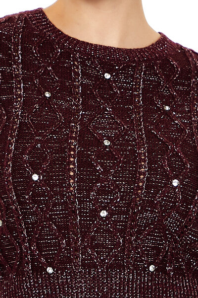 Glitter Knit Rhinestone Sweater - Image 8