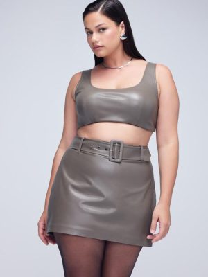 Plus Size Faux Leather Crop Top