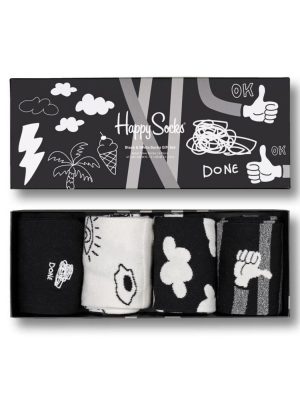 4-Pack Black And White Socks Gift Set Multi